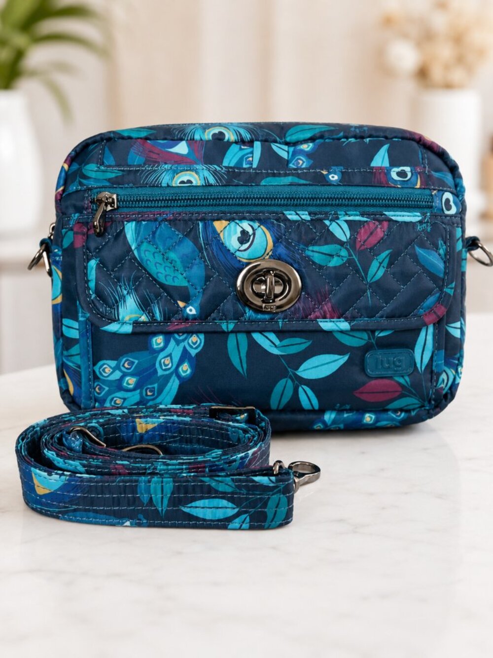 Lug Switch Peacock Multi Print - Teal Blue